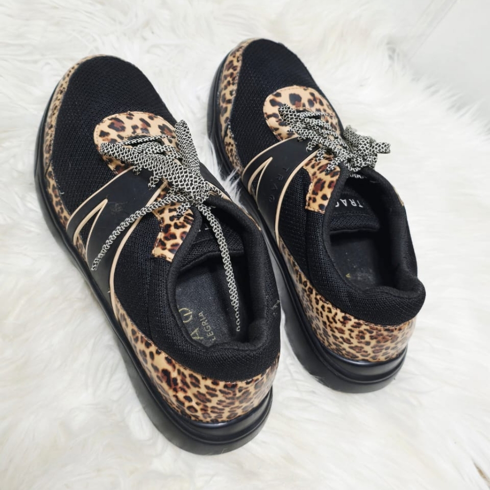 Traq by Alegria Leopard Print Black Sneakers - Picture 2 of 9